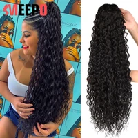 meepo long corn curly wave drawstring ponytail synthetic high puff ponytail hair pieces with comb clip in ponytail 30inch