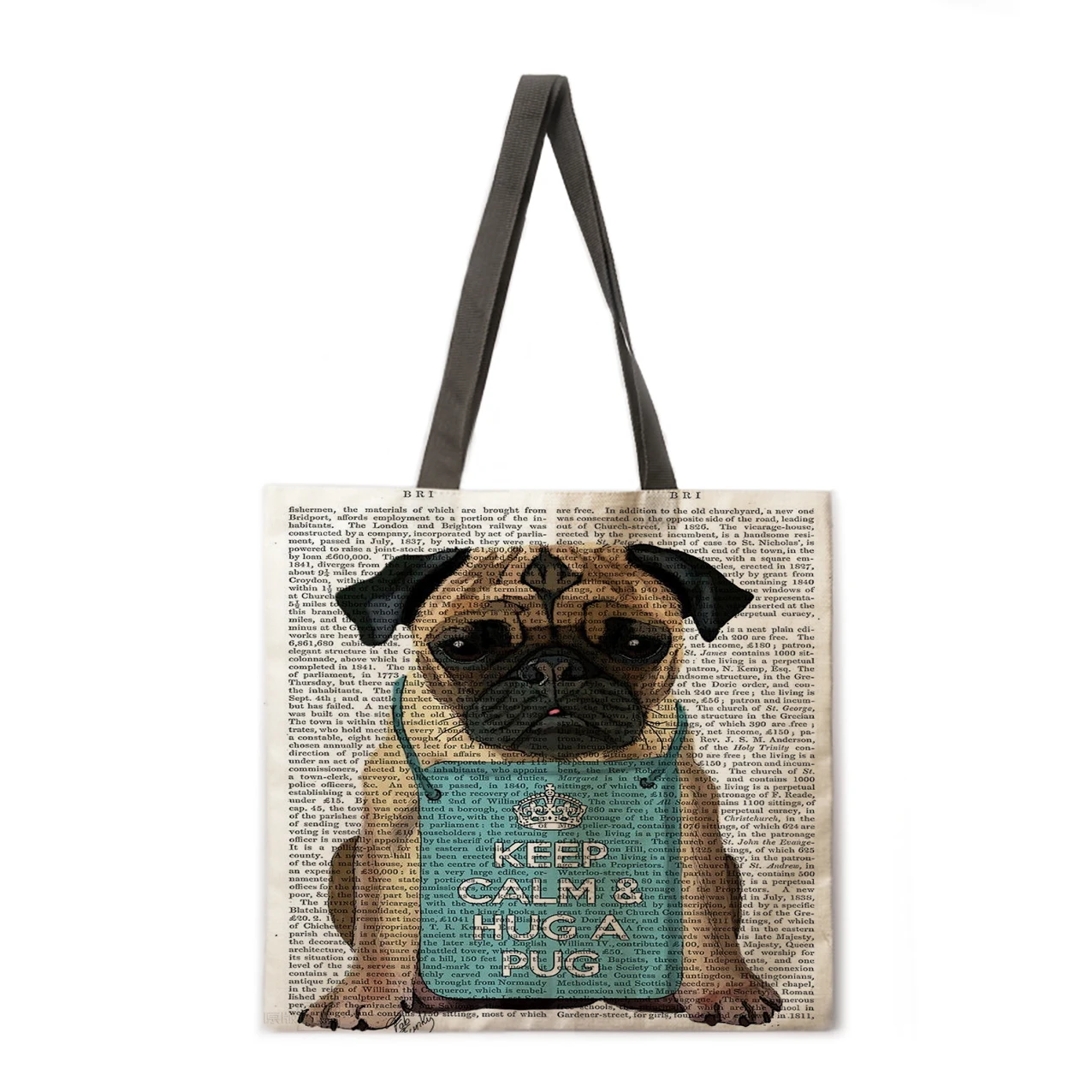 

Quiet method dogfighting printed handbag women's linen bag casual foldable shopping bag outdoor beach bag daily handbag