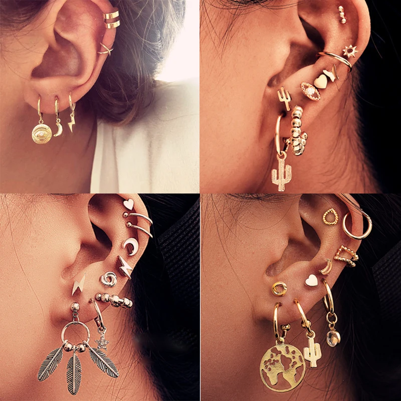 Женские серьги гвоздики Donarsei простые геометрические в форме глаз с молнией и