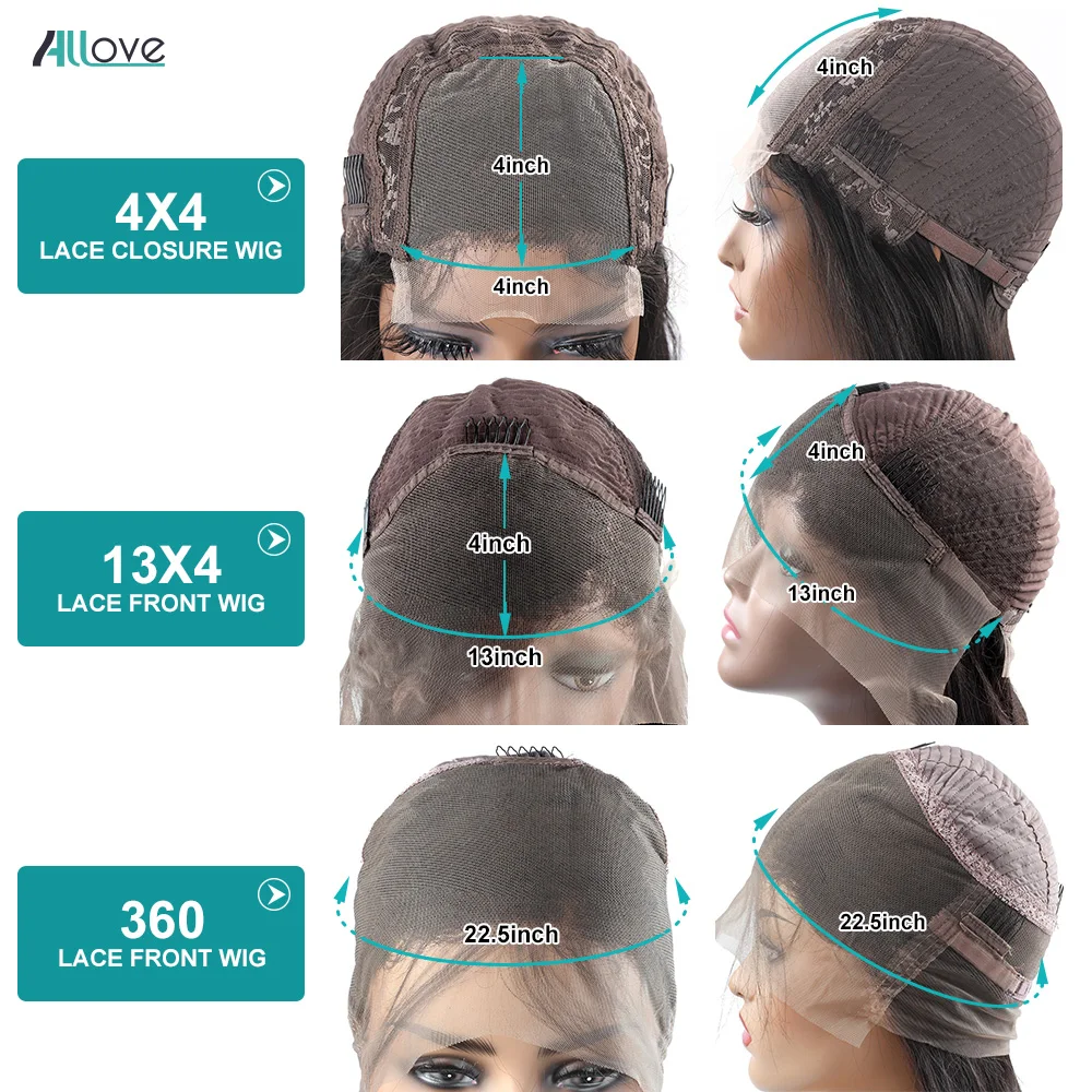 Allove 360 кружевной передний парик al парики из натуральных волос малазийские