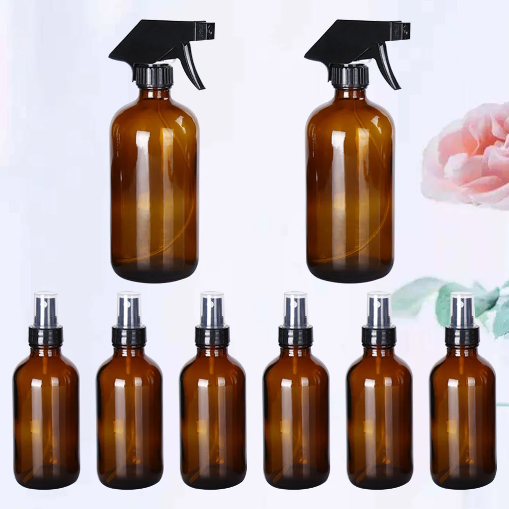 

8 Pcs Brown Color Spray Bottle Glass Small Empty Dispense Bottle Perfume Liquid Dispenser for Makeup Skin Care Use (6 Pcs 120ml