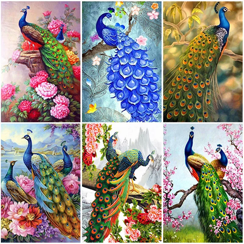 

DIY Peacock 5D Diamond Painting Cross Stitch Full Square Drill Mosaic Animal Diamont Embroidery Rhinestones Home Decor Gift