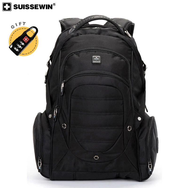 Мужской и женский рюкзак для ноутбука черный водонепроницаемый Швейцарский из