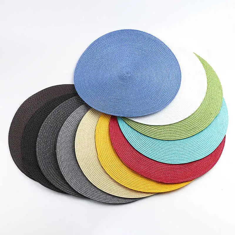 

38cm Round Big Woven Nordic Style Non-slip Kitchen Placemat Coaster Insulation Pad Dish Coffee Cup Table Mat Home Decor 2022