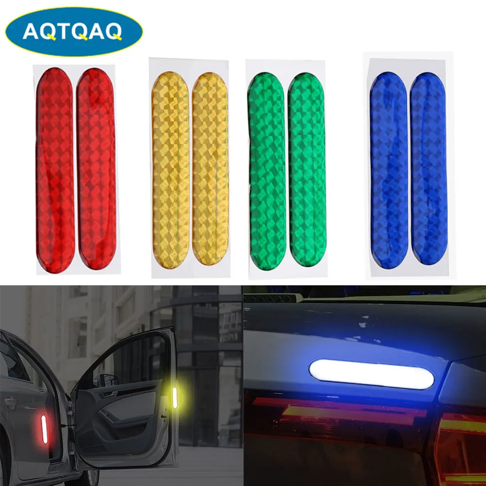 

2Pcs/Set Safety Reflective Tape Rubber Sign Warning Mark Car Door Protector Stickers Accessory Styling Mouldings