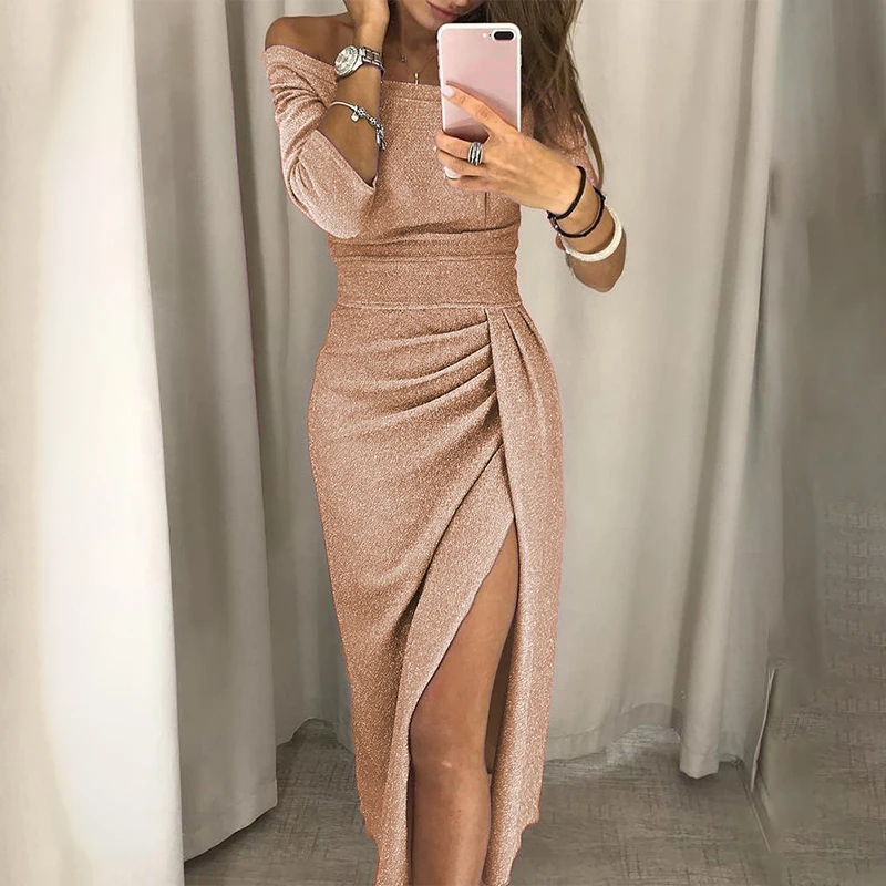 

2021 Fashion Party Dress Sexy Long Dresses Women Elegant Dresses Plus Size Dresses Women Casual Night Dress Sequin Slim Dress