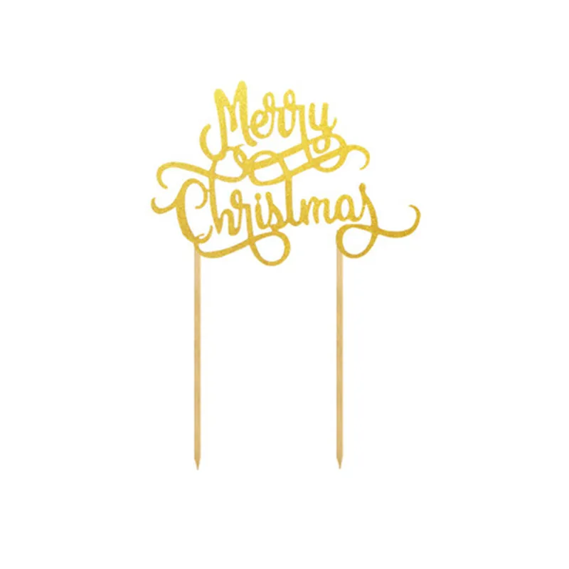 Рождественский капкейк Toppers золотой серебряный блеск снежное украшение веселые