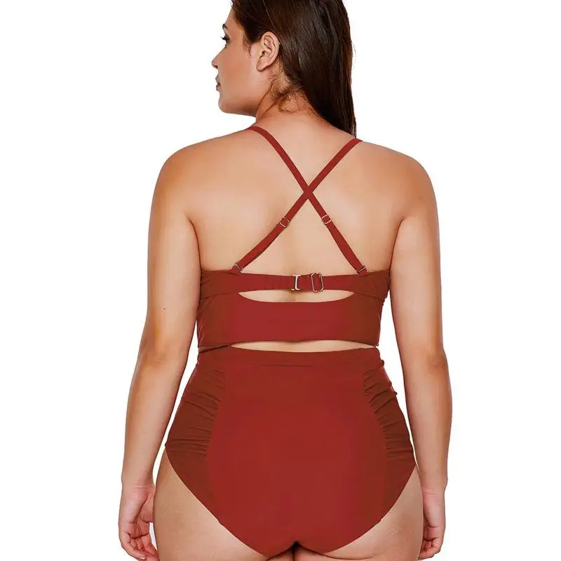 

Plus Size Women High-Waisted Padded Bikini Set Swimwear Beach Bathing Swimsuit