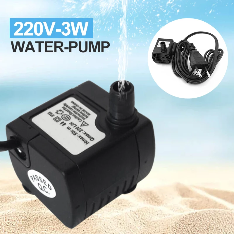 Mini Water Pump 220V 3W Small Ultra-quiet Submersible Water Pump for Fountain Aquarium Fountain Fish Tank Pet Supplies