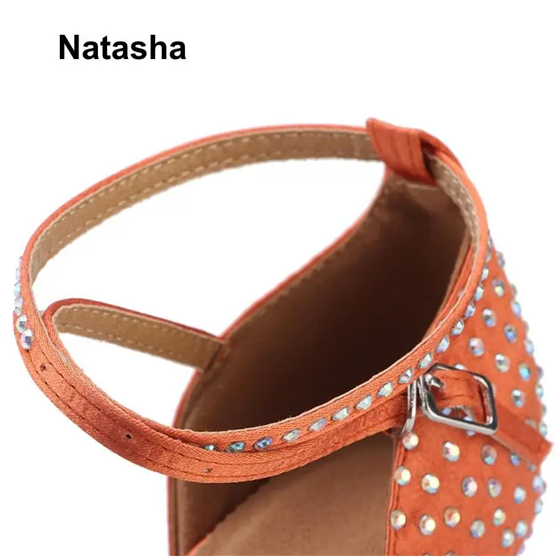 Обувь Natasha обувь для общественных танцев оранжевого цвета с бриллиантами