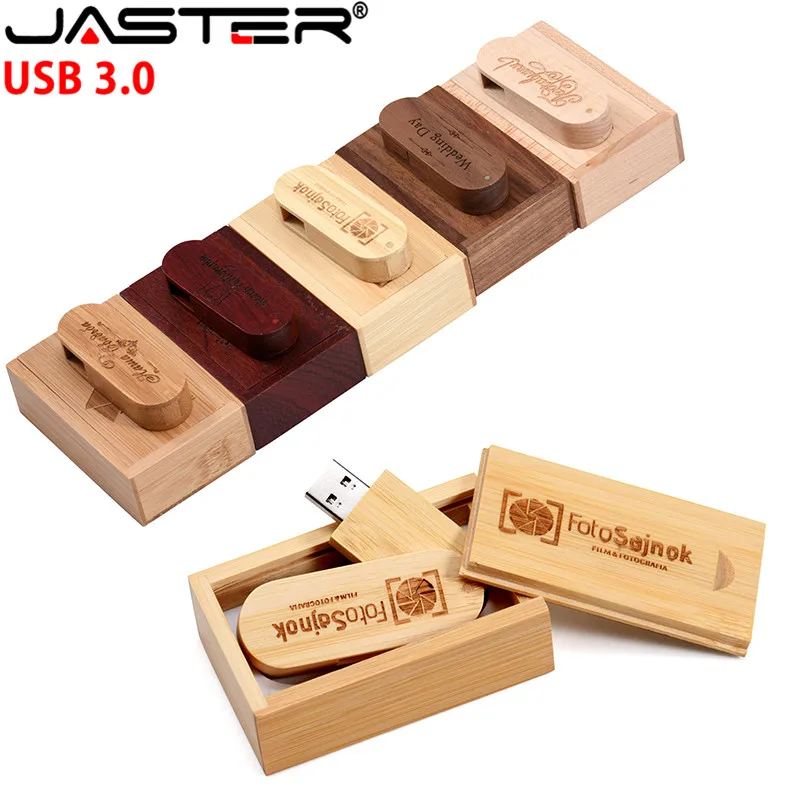 JASTER (более 1 шт. бесплатный логотип) деревянный USB3.0 + ручка накопитель в коробке 4