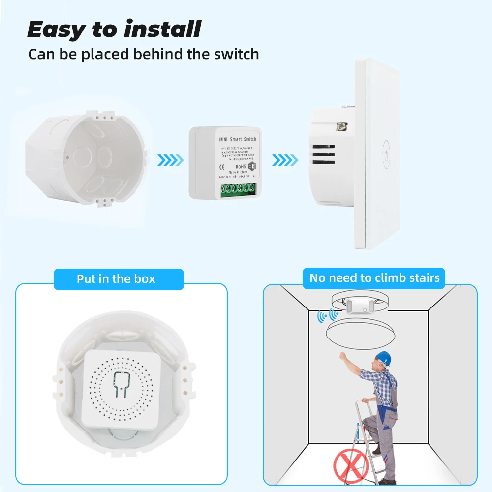 Tuya Wifi Mini Smart Switch Supports 2 Way Control, Smart Home Automation Module with Alexa Google Assistant Smart Life App images - 6