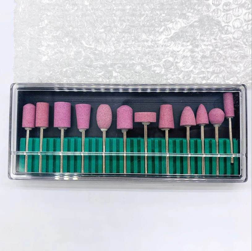 12 Pcs/Set Pink Quartz Nail Drill Bits Different Shape Gel Polish Equipment Tools Manicure Milling Cutters images - 6