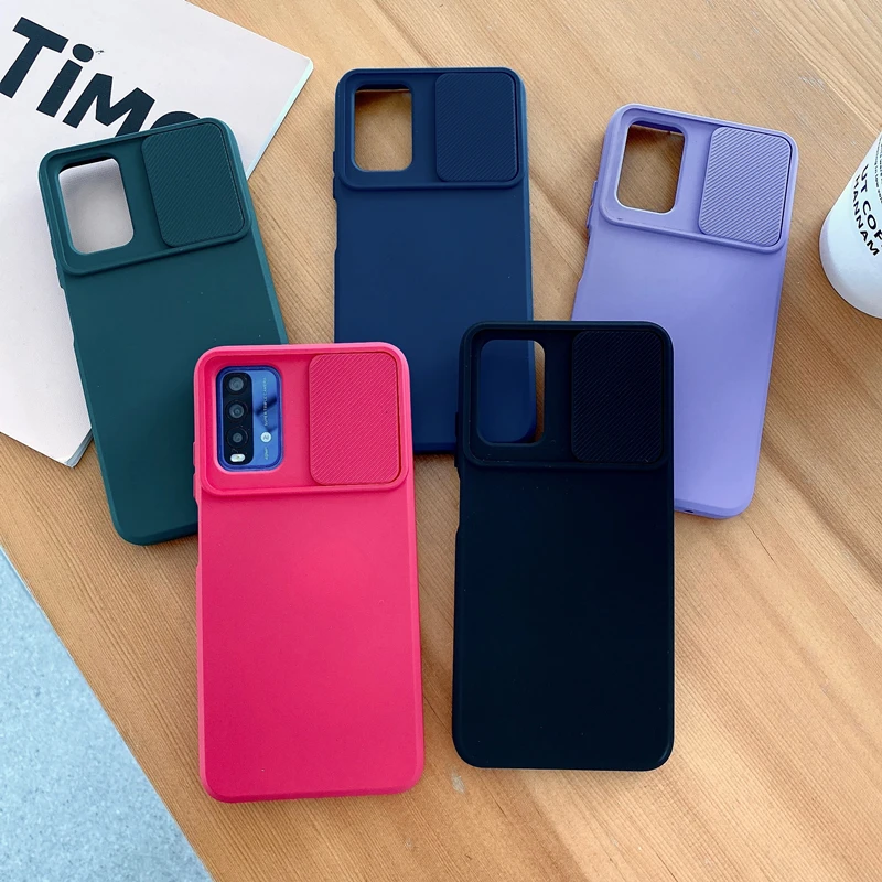 

Camera Lens Sliding Liquid Silicone Case For Xiaomi POCO X3 M3 Redmi Note 9 9S Soft Feel like baby skin Case on Redmi Note 11 5G