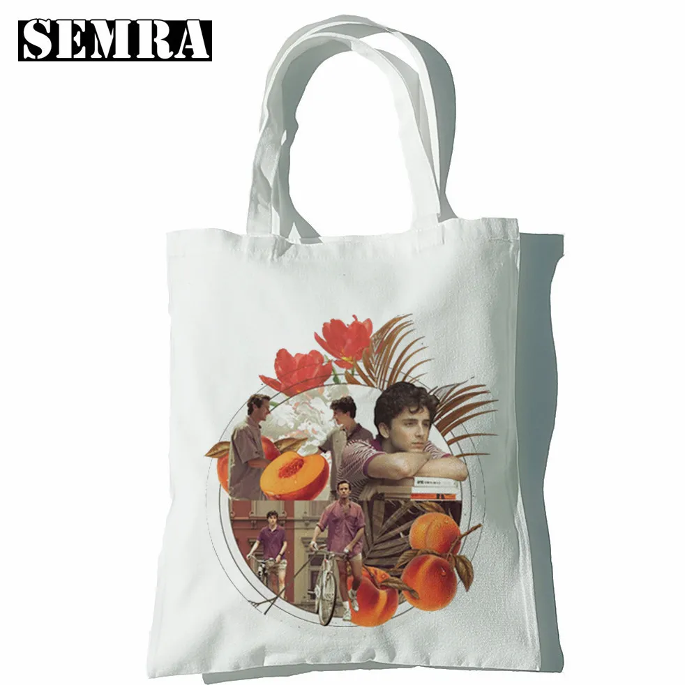 Сумка женская холщовая повседневный саквояж на плечо с надписью Call Me By Your Name