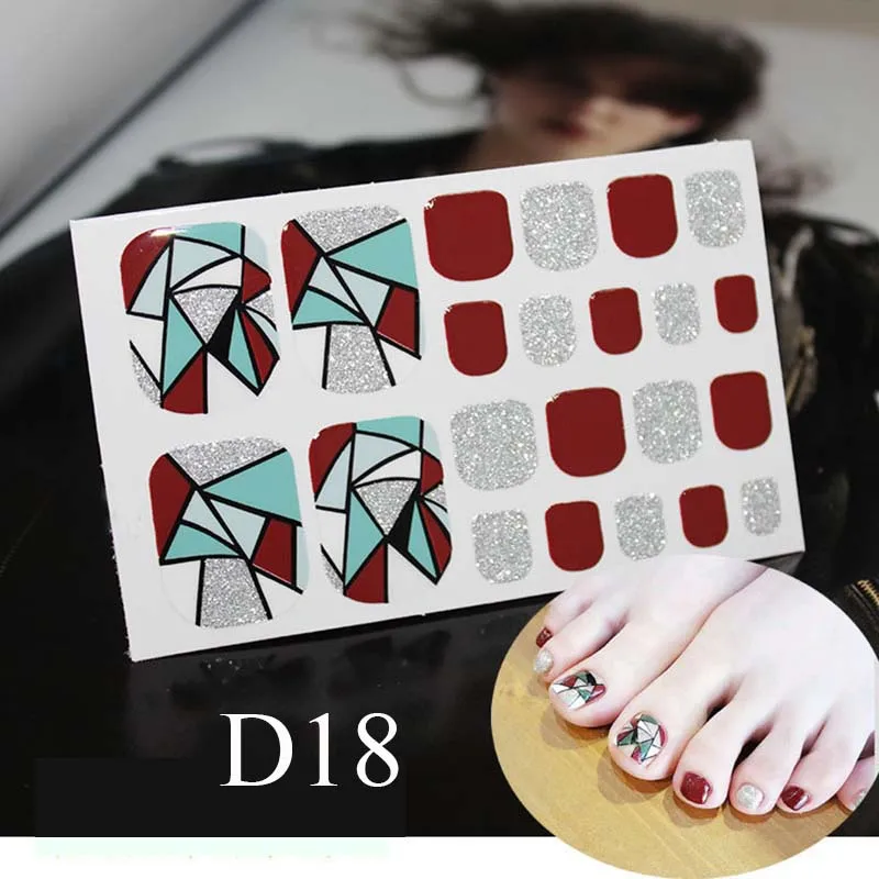 Модные наклейки для ногтей D18 смешанный дизайн клейкие полные покрытия Летний