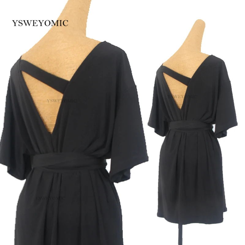 Latin Dance Skirt Loose Beauty Backless Dance Practice Short-sleeved Black Adult Women Latin Rumba Practice Dance clothes Dress