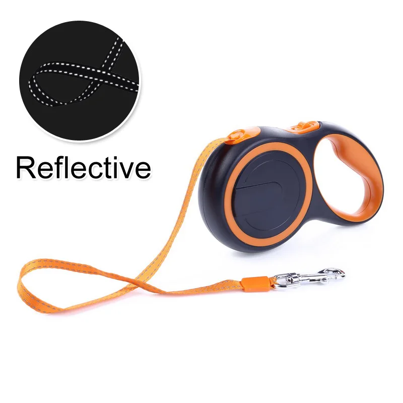 Reflective Orange Автоматическая выдвижная собаку поводок для больших собак прочного нейлона домашние привести светоотражающие выдвижной, для щенков прогулки поводки для питомцев продукты - Цвет: Reflective Orange