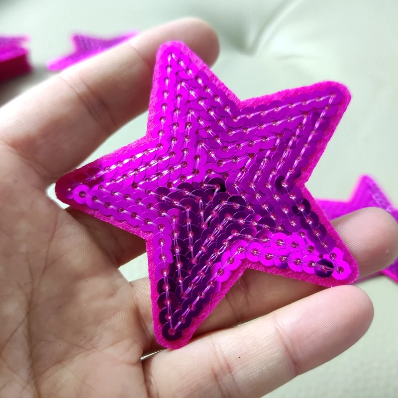 Новое поступление 75 мм и рисунком в виде фиолетовых звезд нашивки с блестками