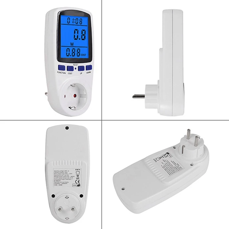 

2Pcs Power Meter Digital Power Meter Wattmeter Socket Wattage Kwh Energy Meter Measuring Outlet Power Analyzer EU Plug