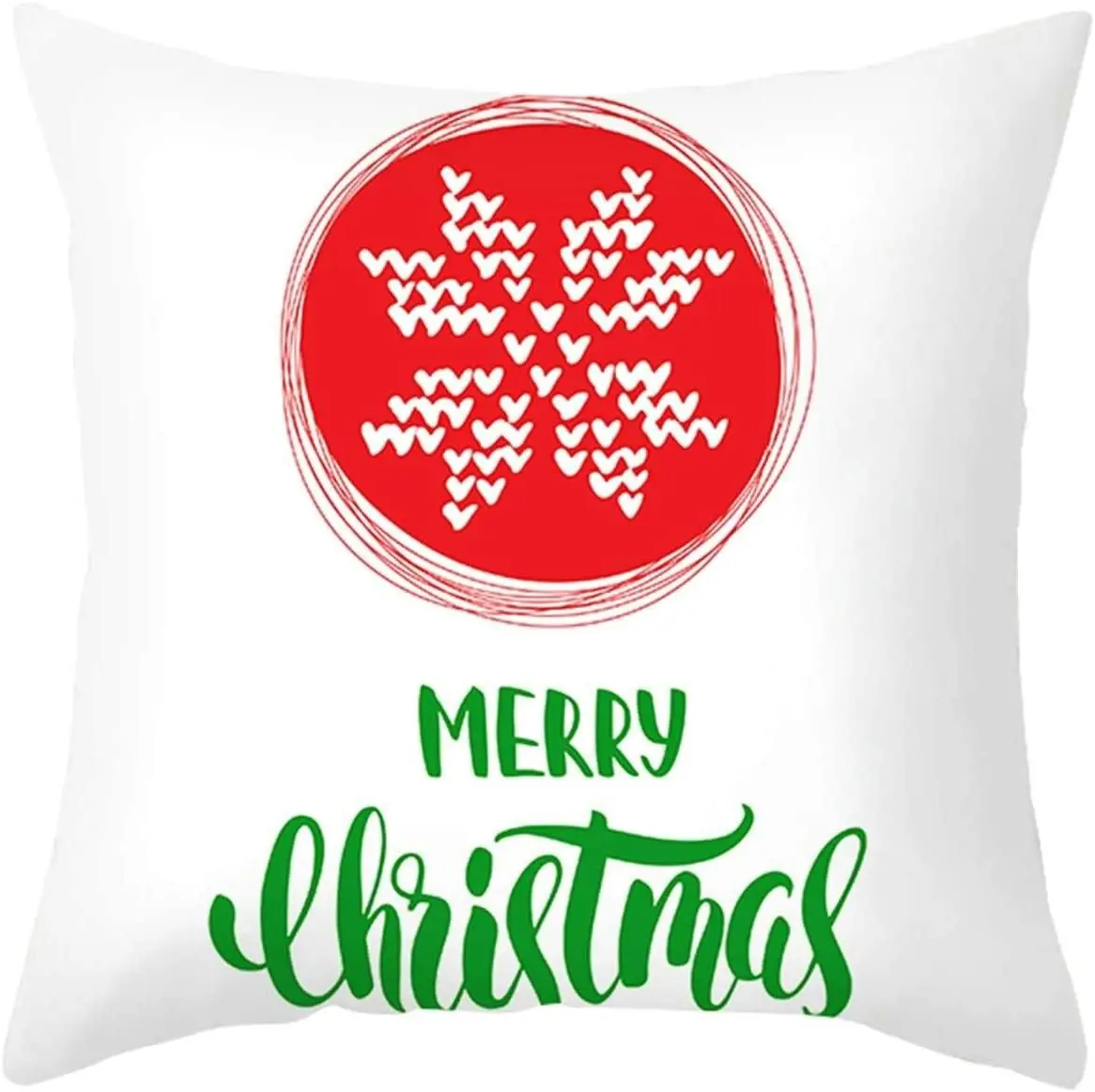 

Gnzoe Xmas Decorative Throw Pillow Case, Polyester Merry Christmas Snowflake Decoration Pillowcase Red Green Style