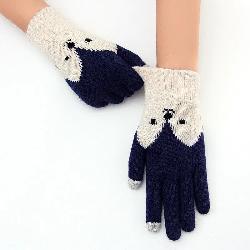 Новые женские теплые шерстяные тянущиеся перчатки для сенсорного экрана с