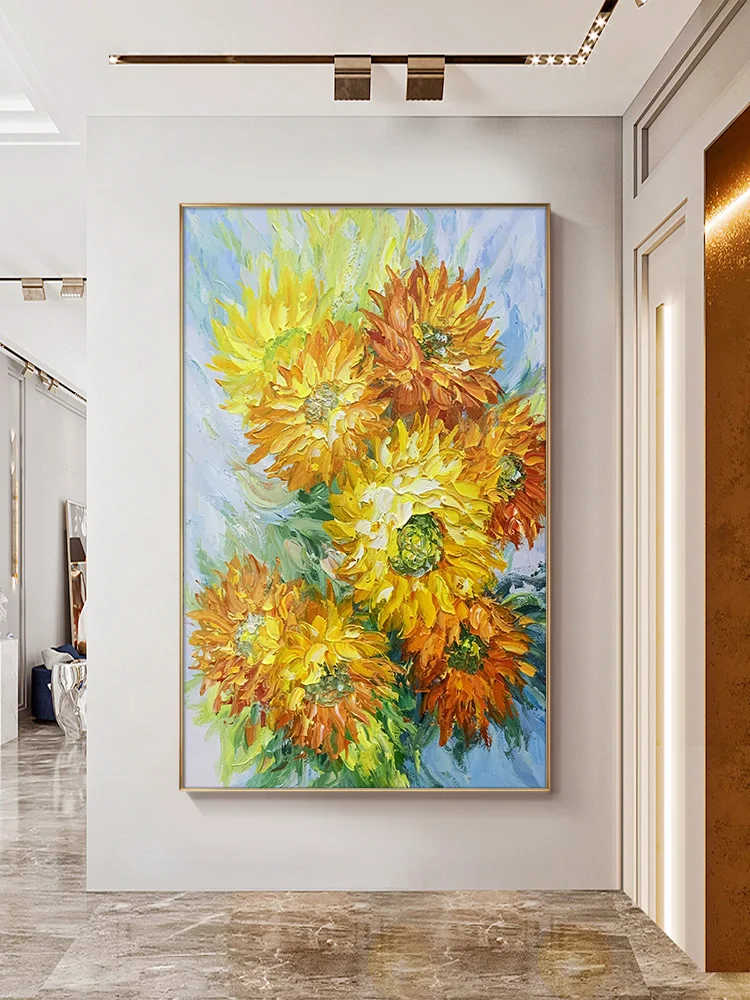 

Hand-painted 3D Abstract Van Gogh Style Sunflower Oil Painting on Canvas Handmade Wall Hang Art Living Room Home Decor No Framed
