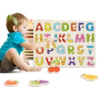 Новая Большая деревянная игрушка-пазл для детей, Деревянные 3d Мультяшные блоки Abc, Цифровая форма Монтессори, деревянные блоки животных