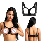 Топы танцевальные из искусственной кожи, без рукавов, сексуальные женские Дамские, открытые чашечки