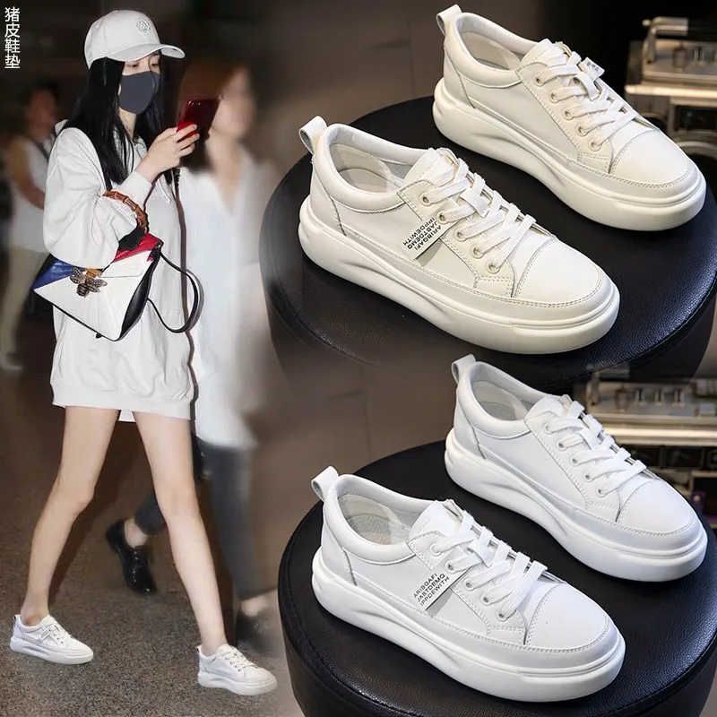 KHRUN женская обувь из натуральной кожи белые и туфли повседневная кожаные