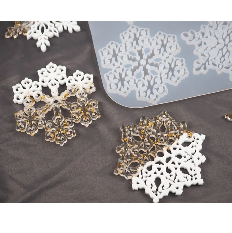 

41XC Snowflake Coaster Mold 4 inch Coaster Silicone Mold DIY Geode Coaster Candle Holder Craft Decorations Mould Craft Tool