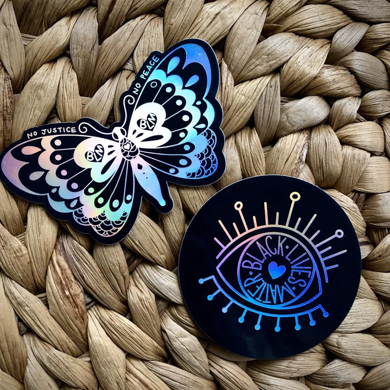 100 шт. голографические наклейки с вашим логотипом на заказ Серебряный лазер