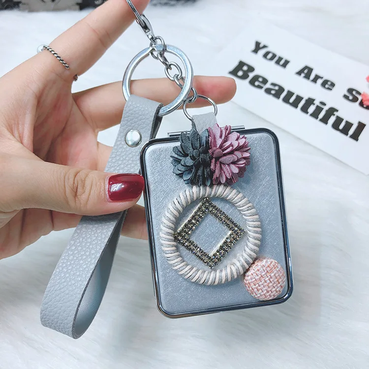 Креативный компактный и удобный прямоугольный зеркальный брелок портативное