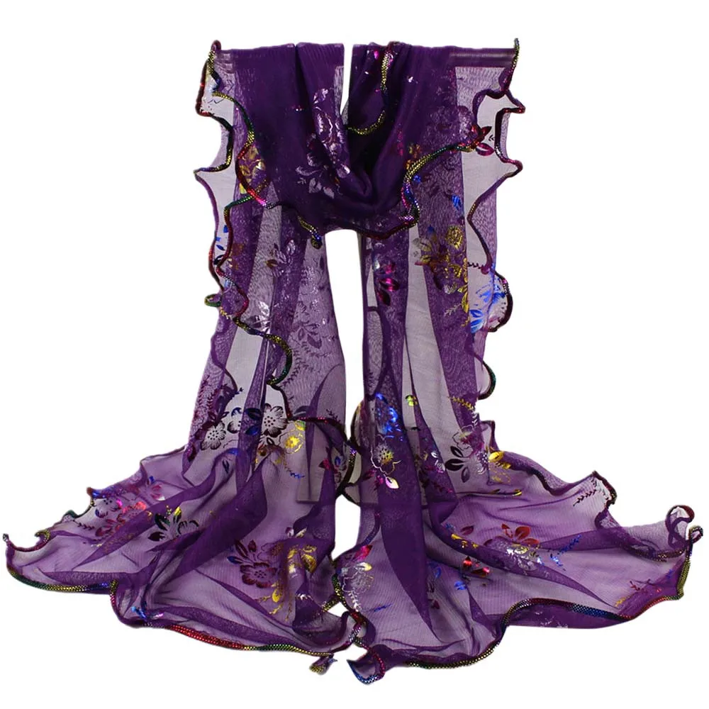 Женский яркий цветочный принт кружевной Шарф длинная мягкая шаль палантин