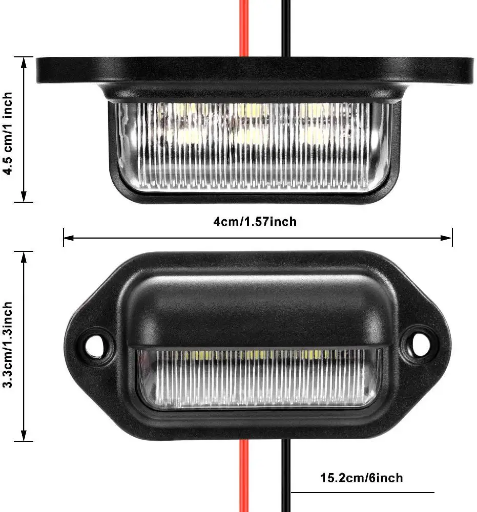 

4pcs Automobile Waterproof License Plate Lamp 12V 6LED License Light