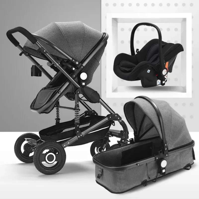 Multifunctional 3 in 1 Baby Stroller High Landscape Stroller Folding Carriage Gold Baby Stroller Newborn Stroller images - 6