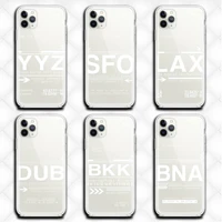 world city travel tickets airport call letters phone case clear for iphone 12 11 pro max mini xs 8 7 6 6s plus x 5s se 2020 xr
