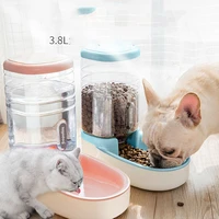 automatic dog bowl pet feeder cat bowl drinking water bottle portable slow feeder plate dog self eating drinking puppy products