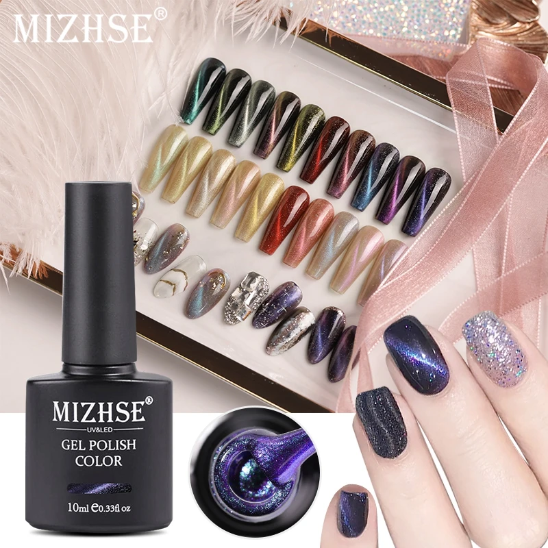 

Гель-лак для ногтей MIZHSE, 10 мл, магнитный 3D Гель-лак для ногтей с эффектом «кошачий глаз» лак, удаляемый замачиванием УФ-гель, лак для ногтей