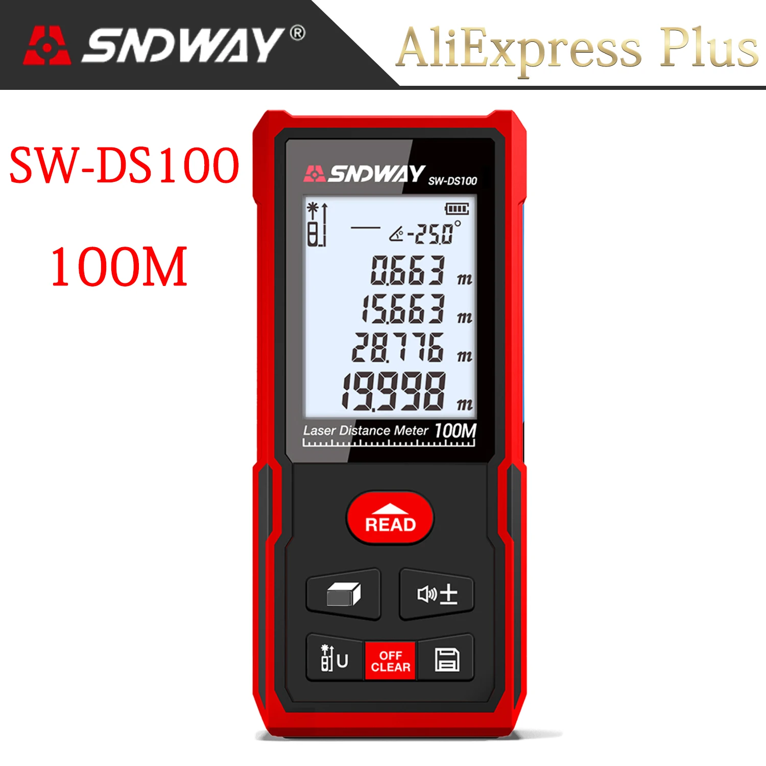 

Дальномер лазерный SNDWAY, 120/100/70/50 м, для электронной рулетки