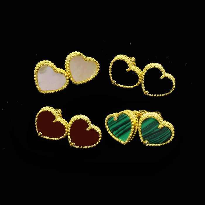 

Fashion accessories beautiful copper earrings peach heart shells malachite earrings personality to send lover gift 2019 new hot