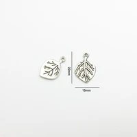 20pcslot alloy metal charms 1522mm antique silver plated leaf pendant charm for bracelet necklace handmade