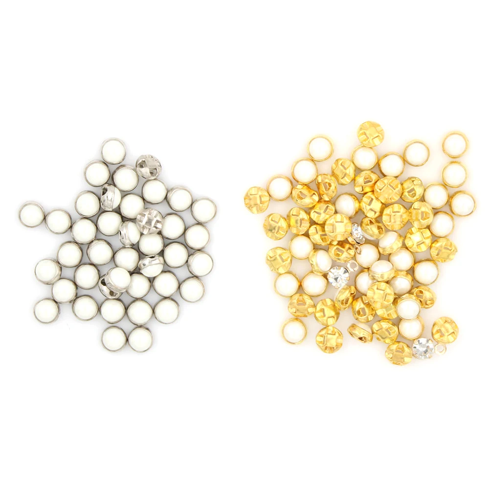 20pcs Mini Blyth Doll Clothing Buckles Buttons Shoes Buckle Ultra-small Pearl Belt gold/silver | Дом и сад