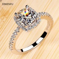 fine jewelry 100 solid 925 sterling silver ring luxury 2 carat whiteyellow created diamond ring women wedding fashion ring new