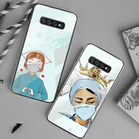 cartoon medicine doctor nurse luxury phone case tempered glass for samsung s20 plus s7 s8 s9 s10 plus note 8 9 10 plus