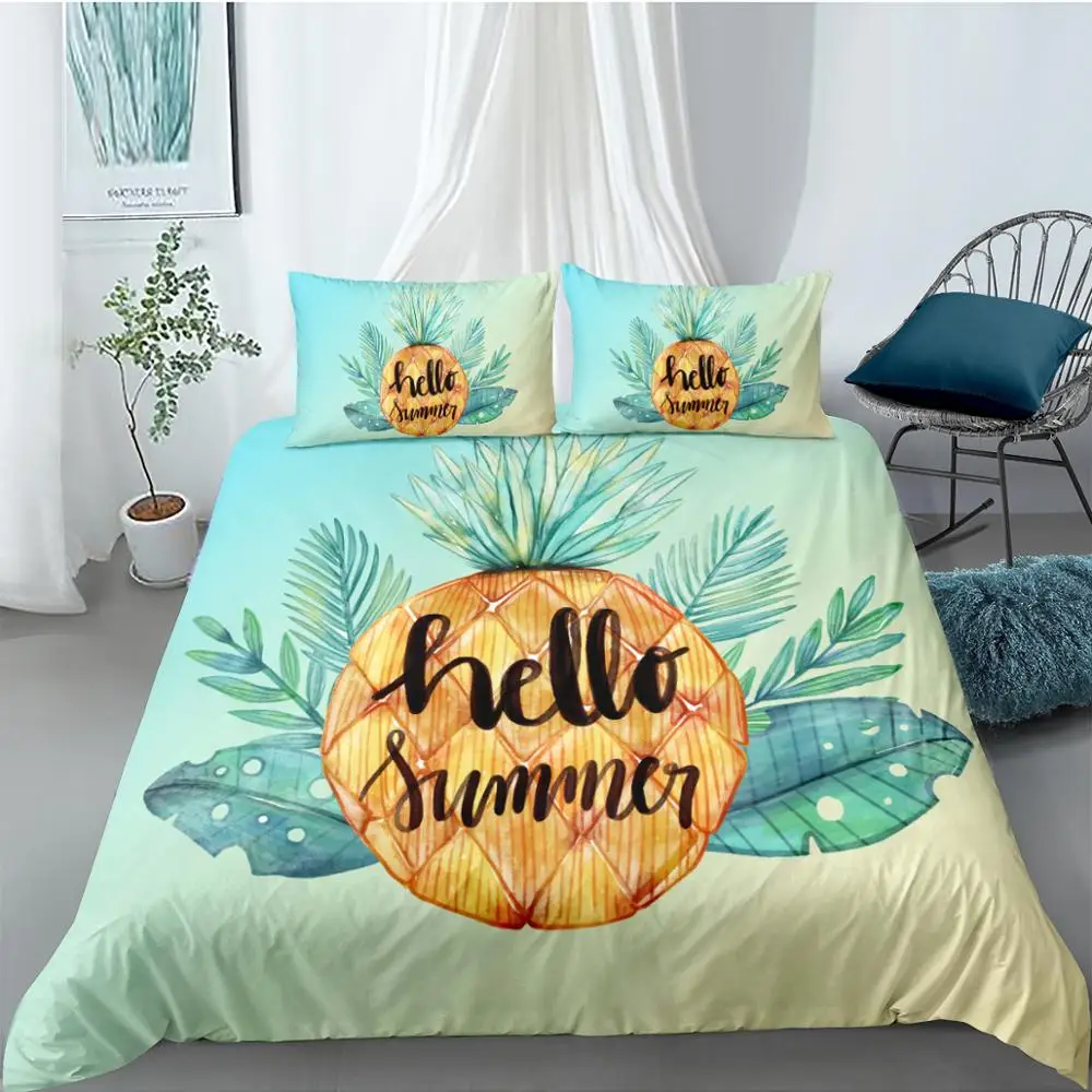 

3D cartoon Pineapple printing Bedding Set Quilt Cover Comforter Bedding Sets set queen king sizes