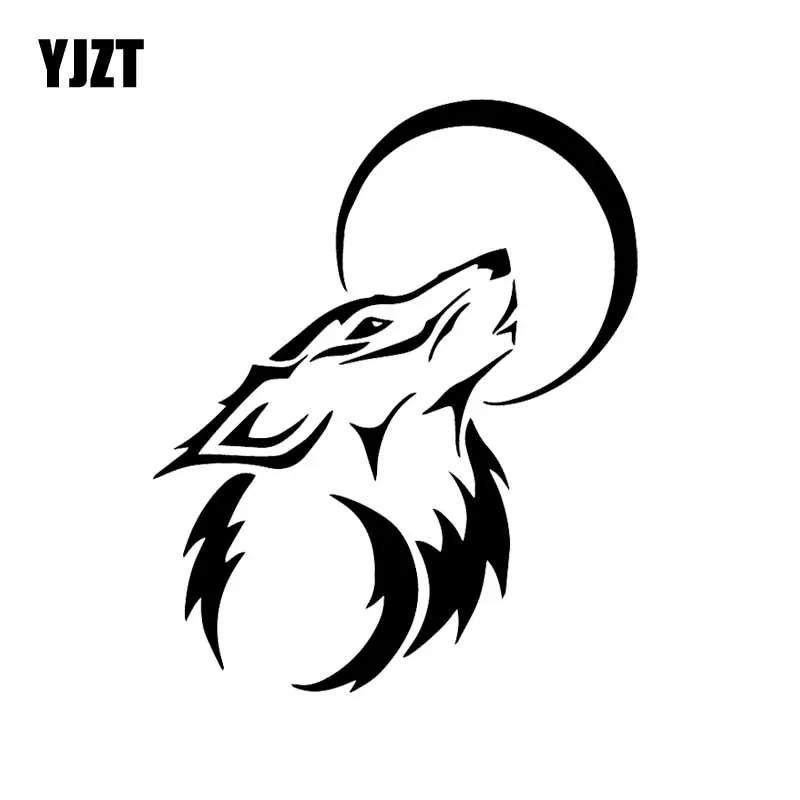 

YJZT 12.6X15.4CM Vinyl Decal Wolf Moon Dog Funny Werewolf Auto Car Sticker Window Decor Black/Silver C24-1640