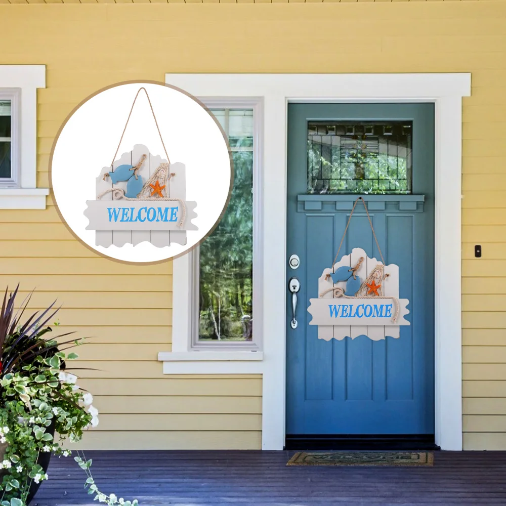 

Mediterranean Style Wood Pendant Welcome Sign Home Garden Hanging Ornament