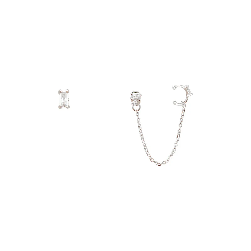 

E078 South Korea's New Fashion Zircon Chain One-Piece Women's Earring Ear Clip Party Gift Woman Ear Clip Jewelry 202