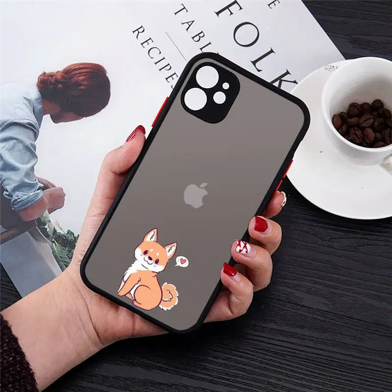 

Cute cartoon animal corgi dog Phone Case Transparent Matte for iPhone 7 8 11 12 s mini pro X XS XR MAX Plus cover funda